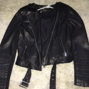Black leather bebe jacket size Small